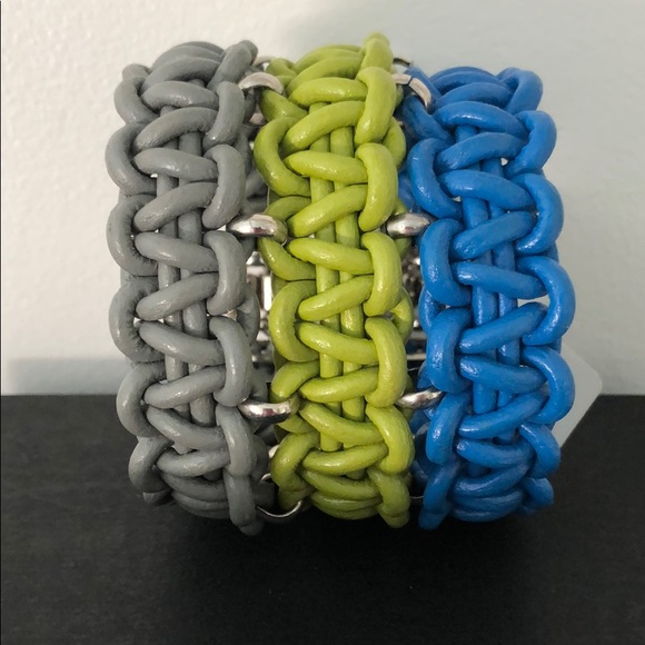 AUDEN BLUE, GREY, LIME CUFF W/SILVER METAL - Picture 6 of 8